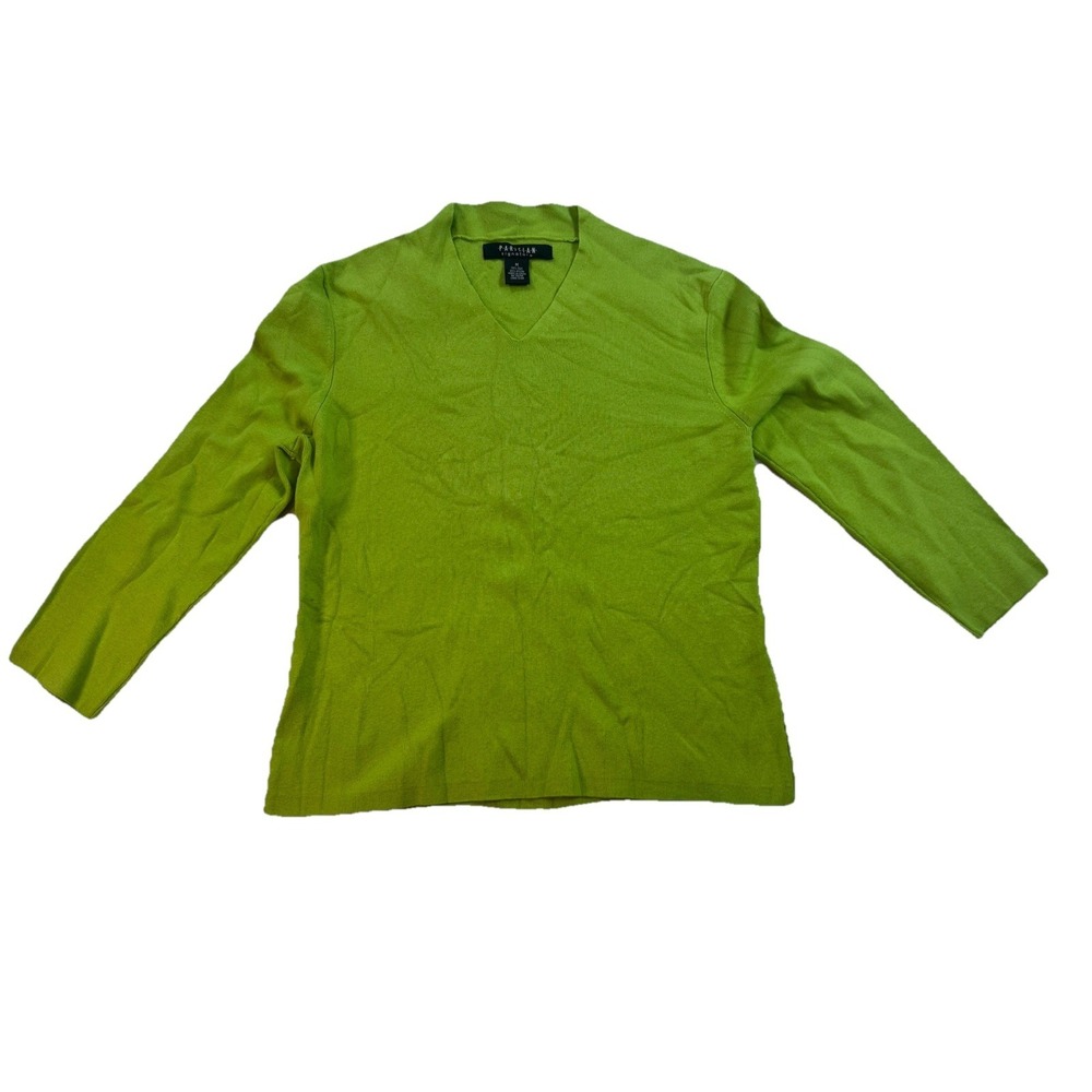Parisian Signature Bright Green Silk Blend Sweater Size Medium‎ Career Casual